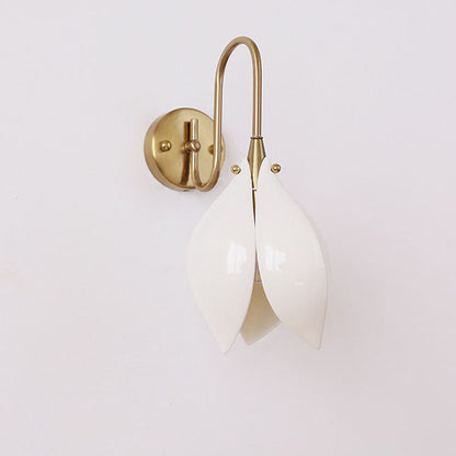 Ceramic Flower Shape Iron Frame 1-Light Wall Sconce Lamp
