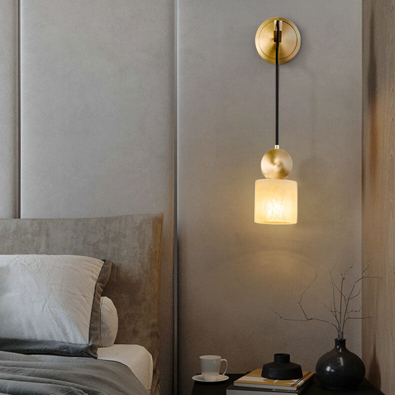 Light Square/Round Marble Shade 1-Light Wall Sconce Lamp
