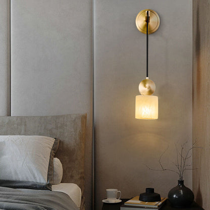 Light Square/Round Marble Shade 1-Light Wall Sconce Lamp