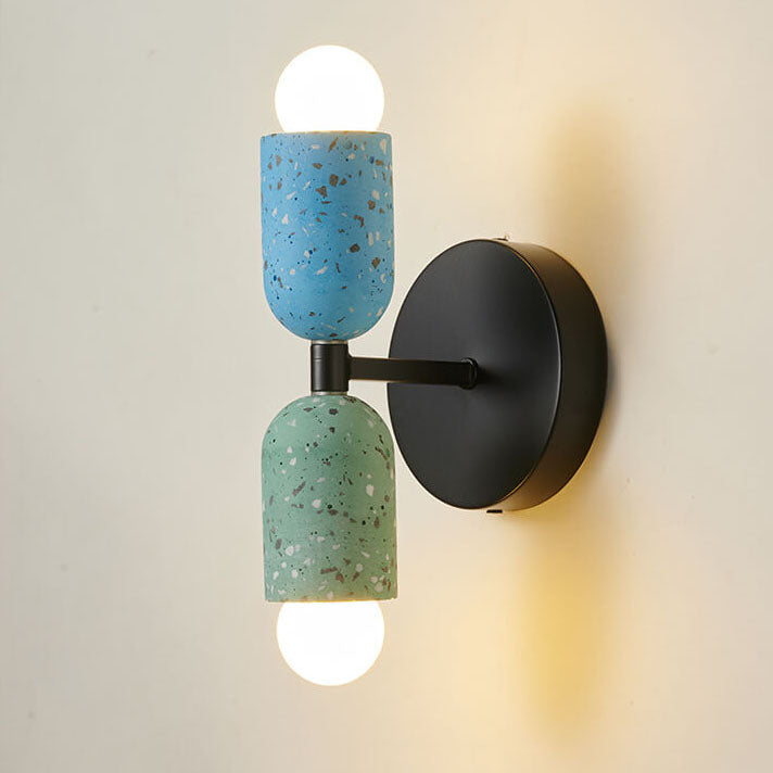 Japanese Stone Shaped Iron Cement 2-Light Wall Sconce Lamp