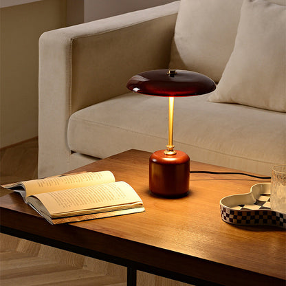Contemporary Brass Wood Table Lamp