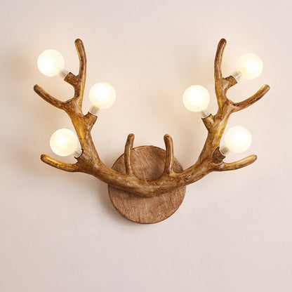 Resin Tree Branch Glass Ball 6-Light Wall Sconce Lamp