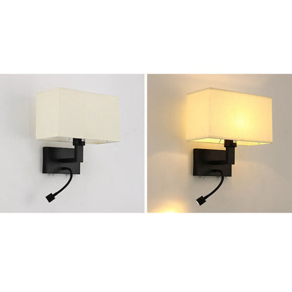 Solid Rectangular Iron Fabric 2-Light Wall Sconce Lamp