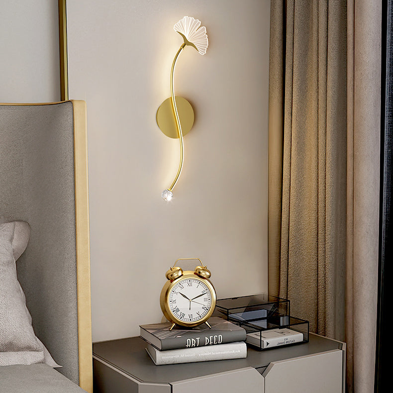 Iron Aluminum Acrylic Line Ginkgo Leaf LED Wall Sconce Lamp