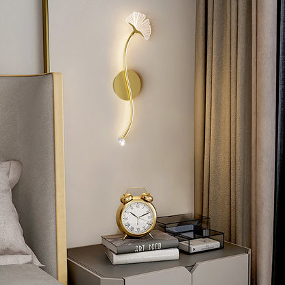Iron Aluminum Acrylic Line Ginkgo Leaf LED Wall Sconce Lamp