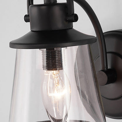 Iron Glass Round Shade 1-Light Waterproof Wall Sconce Lamp