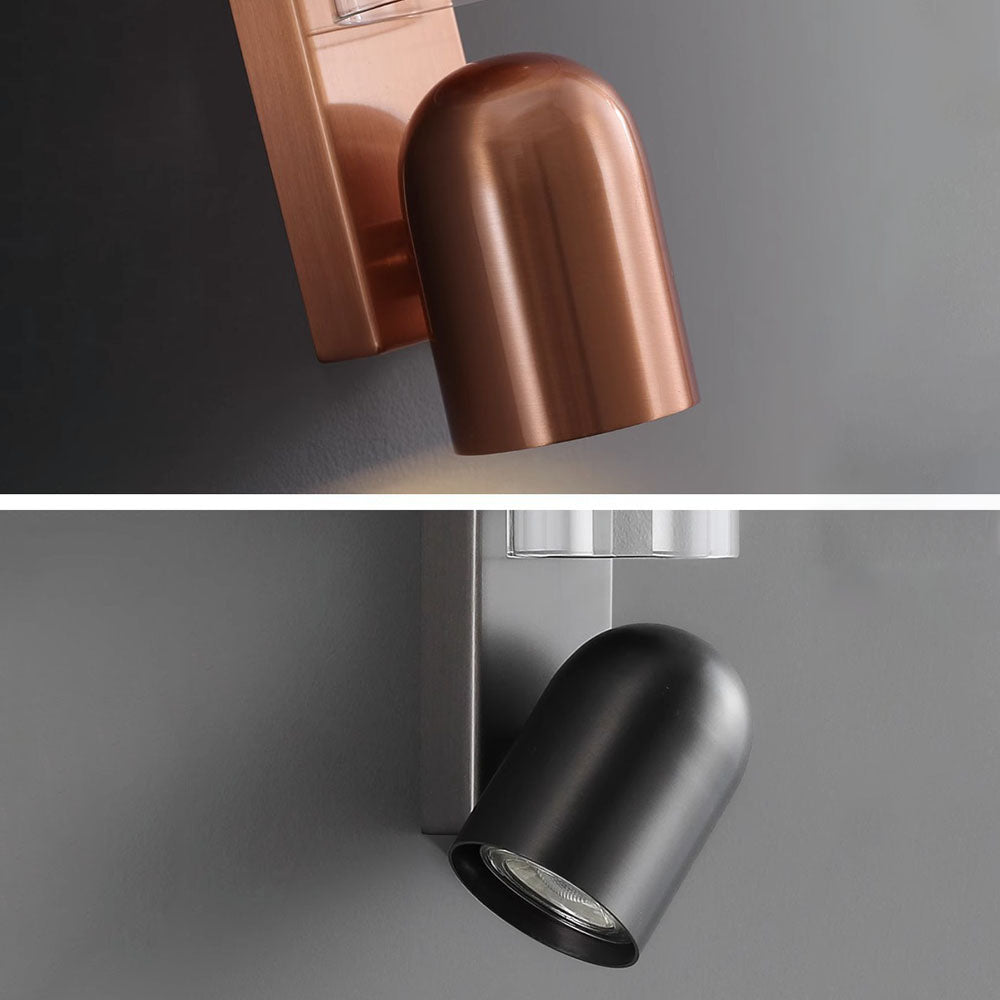 Rotatable Cylinder Metal Glass 2-Light Wall Sconce Lamp