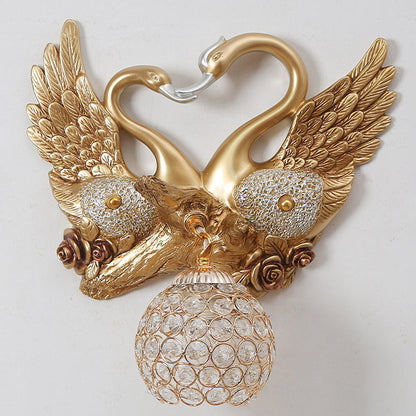 European Swan Orb Resin Iron 1-Light Wall Sconce Lamp