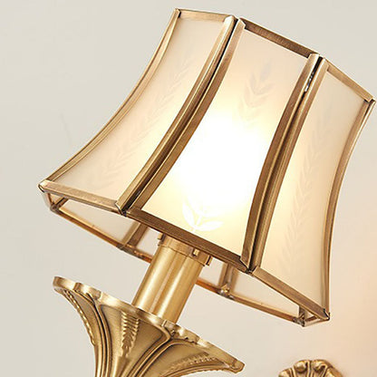 Hexagonal Wheat Copper Glass 1/2 Light Wall Sconce Lamp