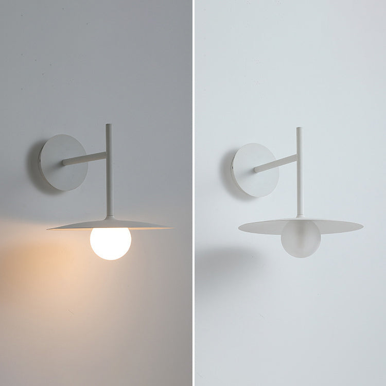Iron Glass Disc Round Plate 1-Light Wall Sconce Lamp