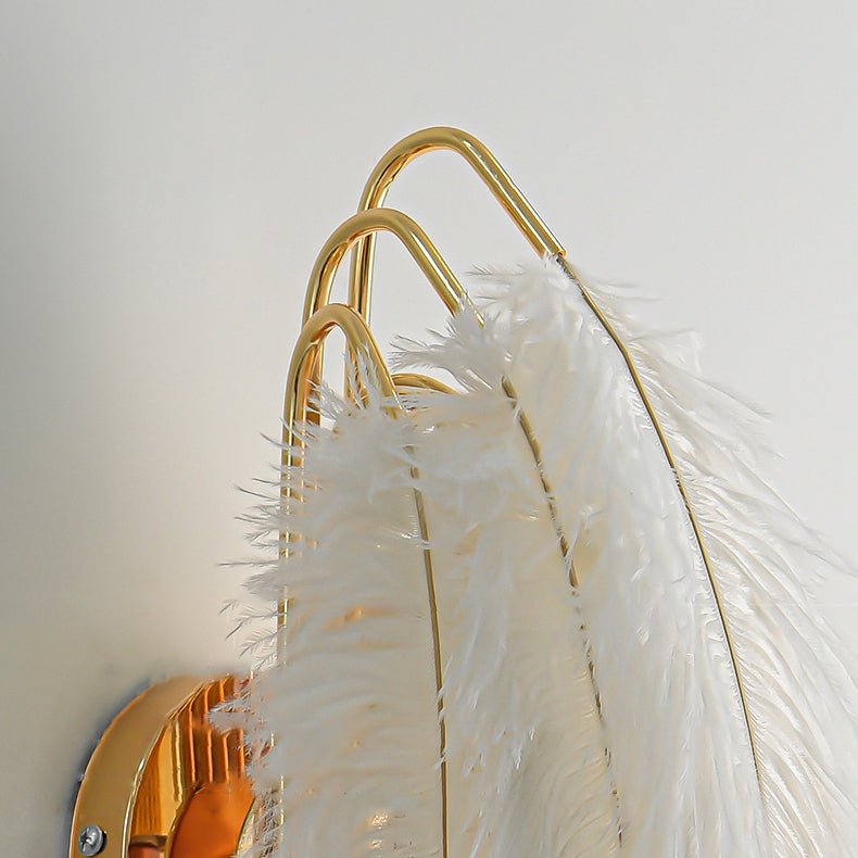Creative Ostrich Feather Design 1-Light Wall Sconce Lamp