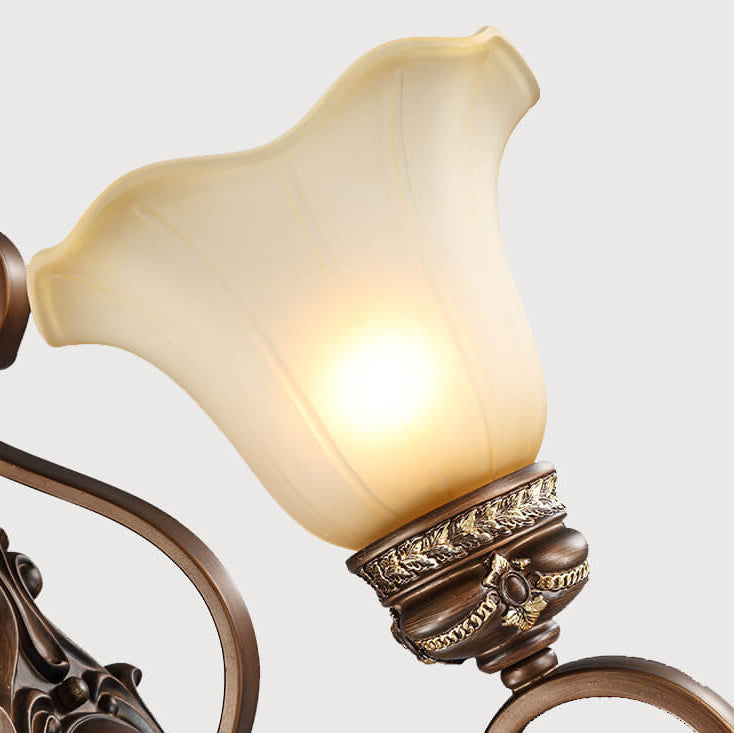 Iron Glass Flower Shape 1-Light Wall Sconce Lamp
