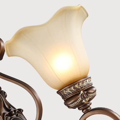 Iron Glass Flower Shape 1-Light Wall Sconce Lamp