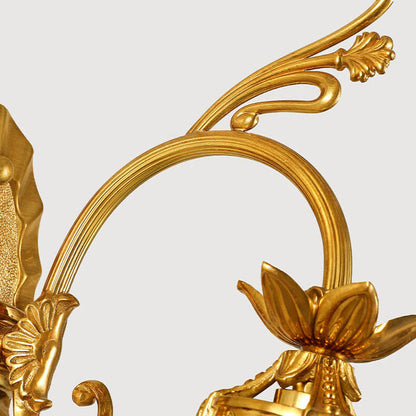 French Flower All Copper Glass 1-Light Wall Sconce Lamp