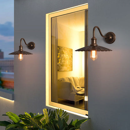 Waterproof Pleated Petal Iron 1-Light Wall Sconce Lamp