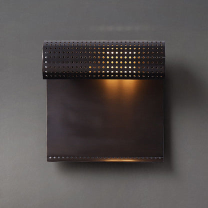 Rolled Edge Rectangle All Copper 1-Light Wall Sconce Lamp