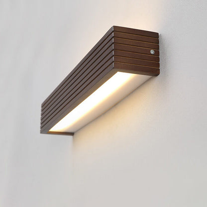 Chinese Walnut Square Bar Vanity LED Wall Sconce Lamp