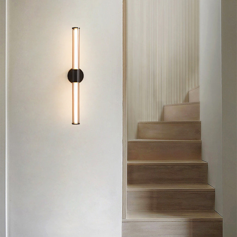 Minimalist Cylindrical Copper Glass LED Wall Sconce Lamp