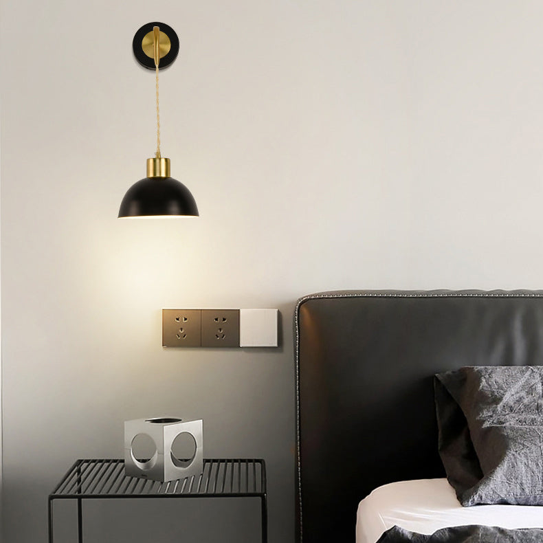 Half Circle Pendant Wire Iron 1-Light Wall Sconce Lamp