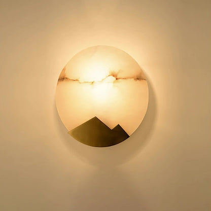 Marble Shade Gold Finish Frame 1-Light Wall Sconce Lamp