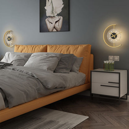 Creative Gold Finish Frame Clock Shape LED Wall Sconce Lamp