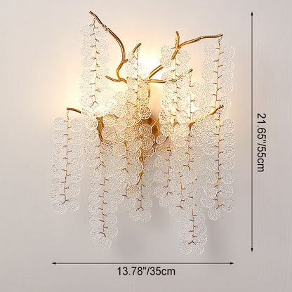 Money Tree Branch Aluminum Glass 3-Light Wall Sconce Lamp