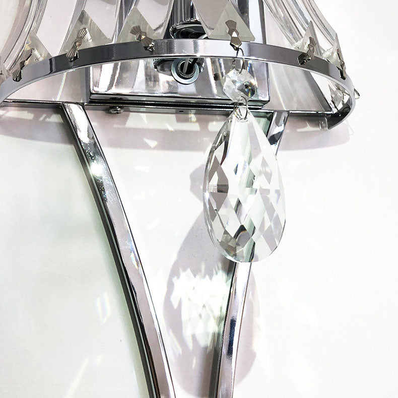 Prismatic Clear Crystal Shade Iron 1-Light Wall Sconce Lamp