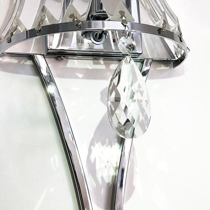 Prismatic Clear Crystal Shade Iron 1-Light Wall Sconce Lamp
