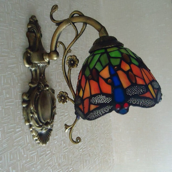 Tiffany Stained Glass Dragonfly 1-Light Wall Sconce Lamp