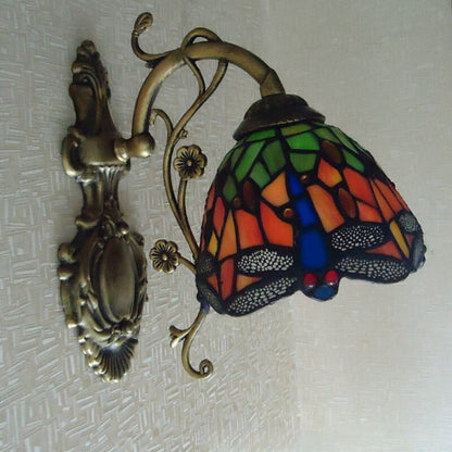 Tiffany Stained Glass Dragonfly 1-Light Wall Sconce Lamp