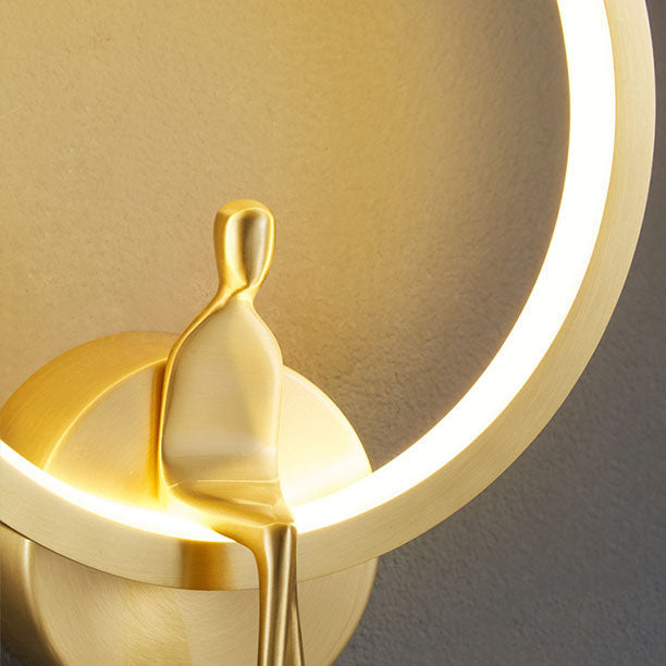 Nordic Minimalist Round Full Copper LED Wall Scone Lamp