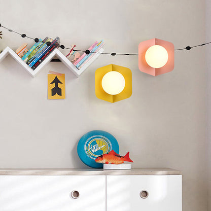 Creative Hexagonal Orb Iron Glass 1-Light Wall Sconce Lamp