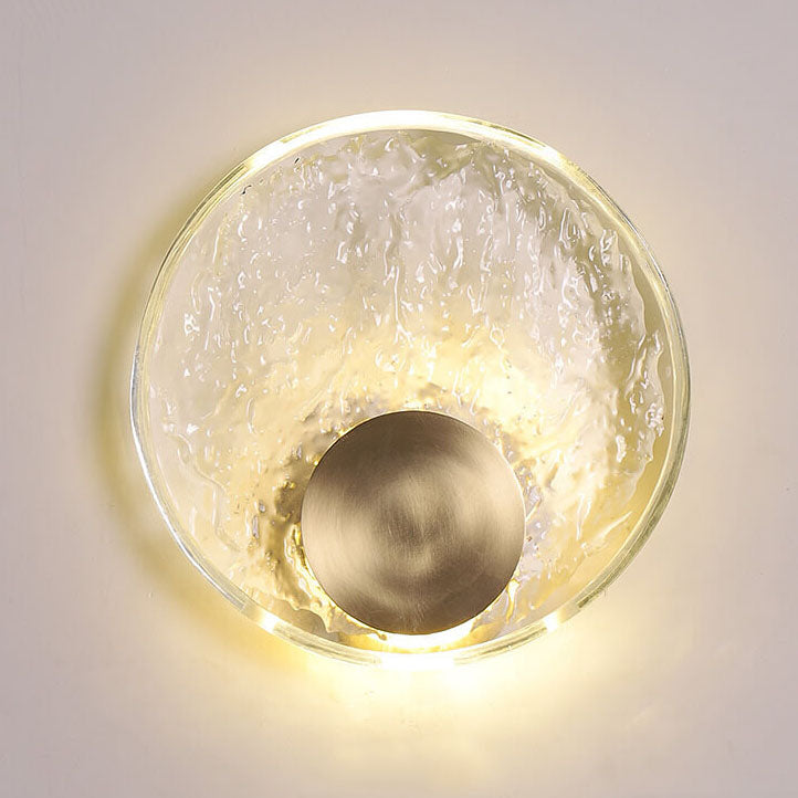 Modern Luxury Round Glass Copper LED Wall Sconce Lamp