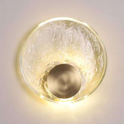 Modern Luxury Round Glass Copper LED Wall Sconce Lamp