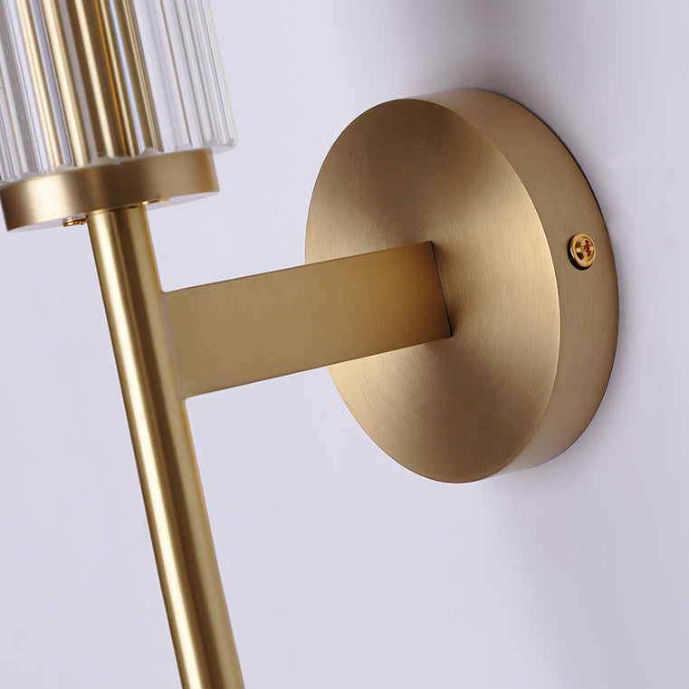 Modern Luxury Brass Glass Cylinder 1-Light Wall Sconce Lamp