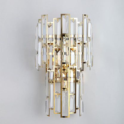 Double Stainless Steel Crystal 3-Light Wall Sconce Lamp