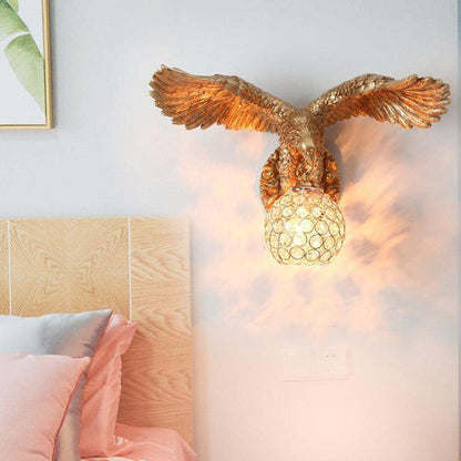 Resin Eagles Crystal Shade 1-Light Wall Sconce Lamp