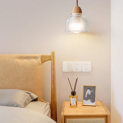 Cylinder Cone Solid Wood Glass 1-Light Wall Sconce Lamp