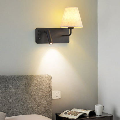 Simplicity Aluminum Fabric Cone 1-Light Wall Sconce Lamp