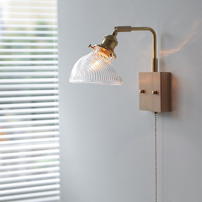 Japanese Hemispheric Pull Cord 1-Light Wall Sconce Lamp