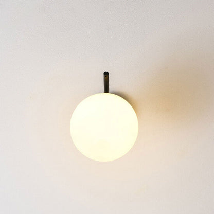 Minimalist Glass Ball Curve Lamp Arm 1-Light Wall Sconce