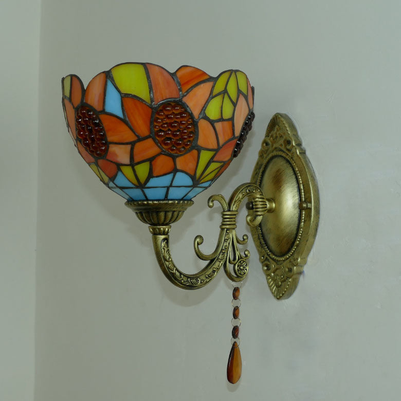 Tiffany Iron Stained Glass 1-Light Wall Sconce Lamp