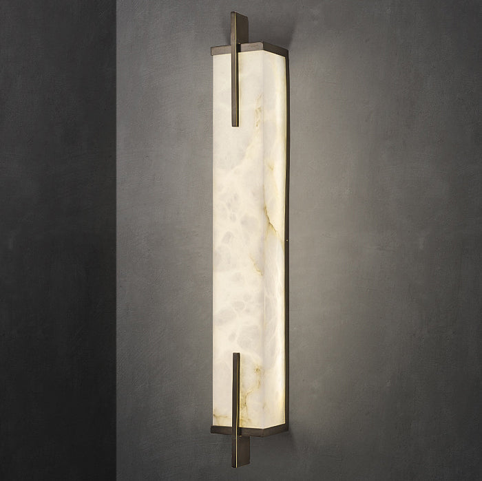Luxury Full Copper Marble Rectangle LED Wall Sconce Lamp