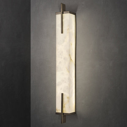 Luxury Full Copper Marble Rectangle LED Wall Sconce Lamp