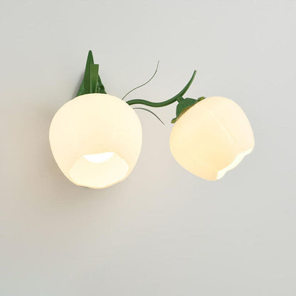 Nordic Floral Glass Round 1/2 Light Wall Sconce Lamp