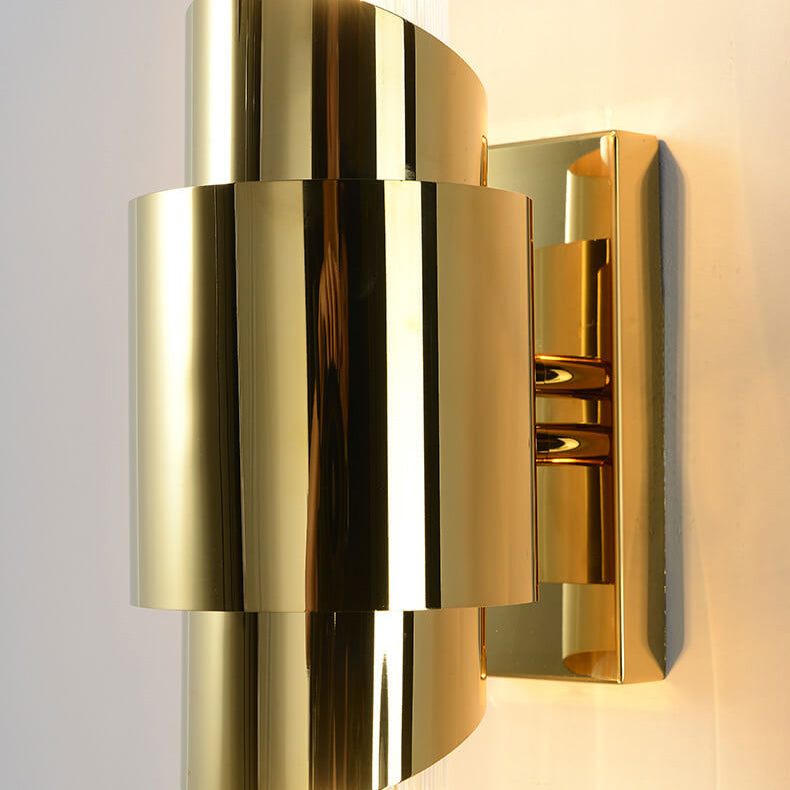 Stainless Steel Glass Column 2-Light Wall Sconce Lamp