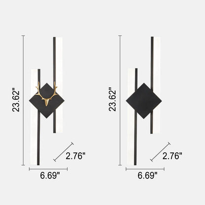 Rectangular Antler Full Copper LED Wall Sconce Lamp