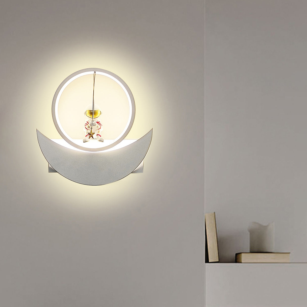 Resin Round Iron Aluminum Shade LED Kids Wall Sconce Lamp