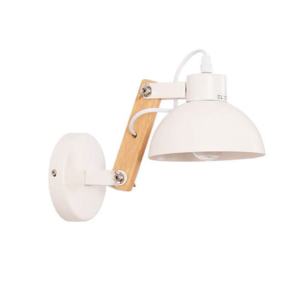 Semicircle Solid Wood Wrought Iron 1-Light Wall Sconce Lamp