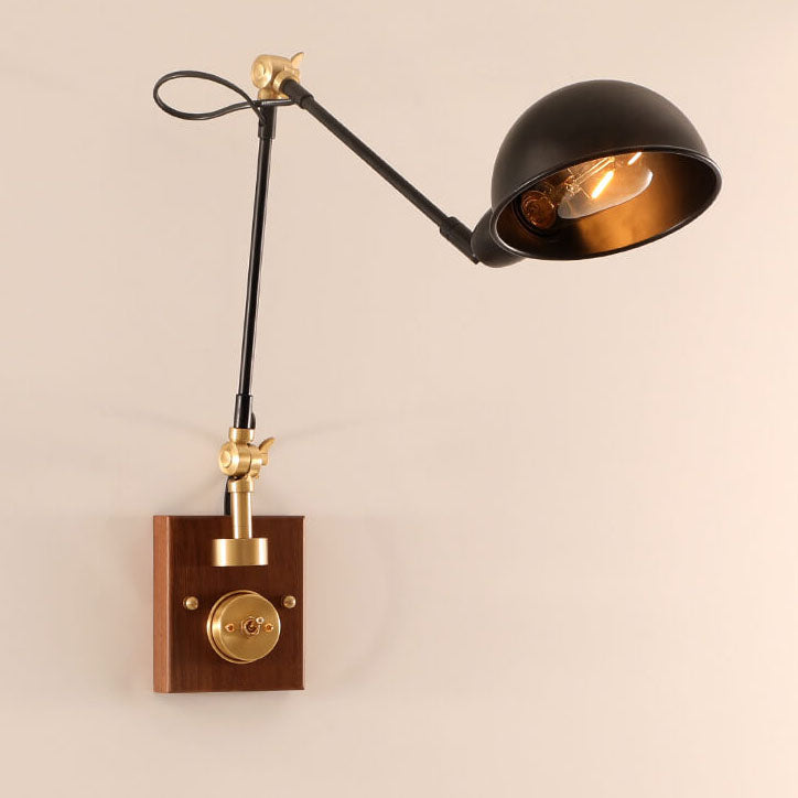 Japanese Iron Shade Rotating 1-Light Wall Sconce Lamp
